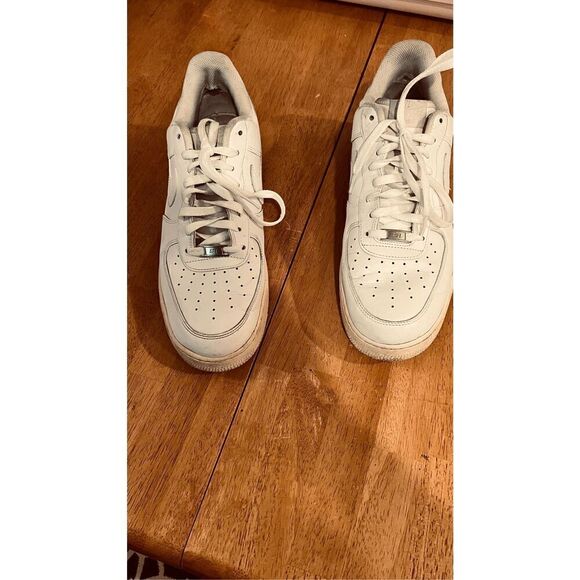 Nike AF1 White Leather Mens Sneakers Size 12.5 (B) - Picture 1 of 13